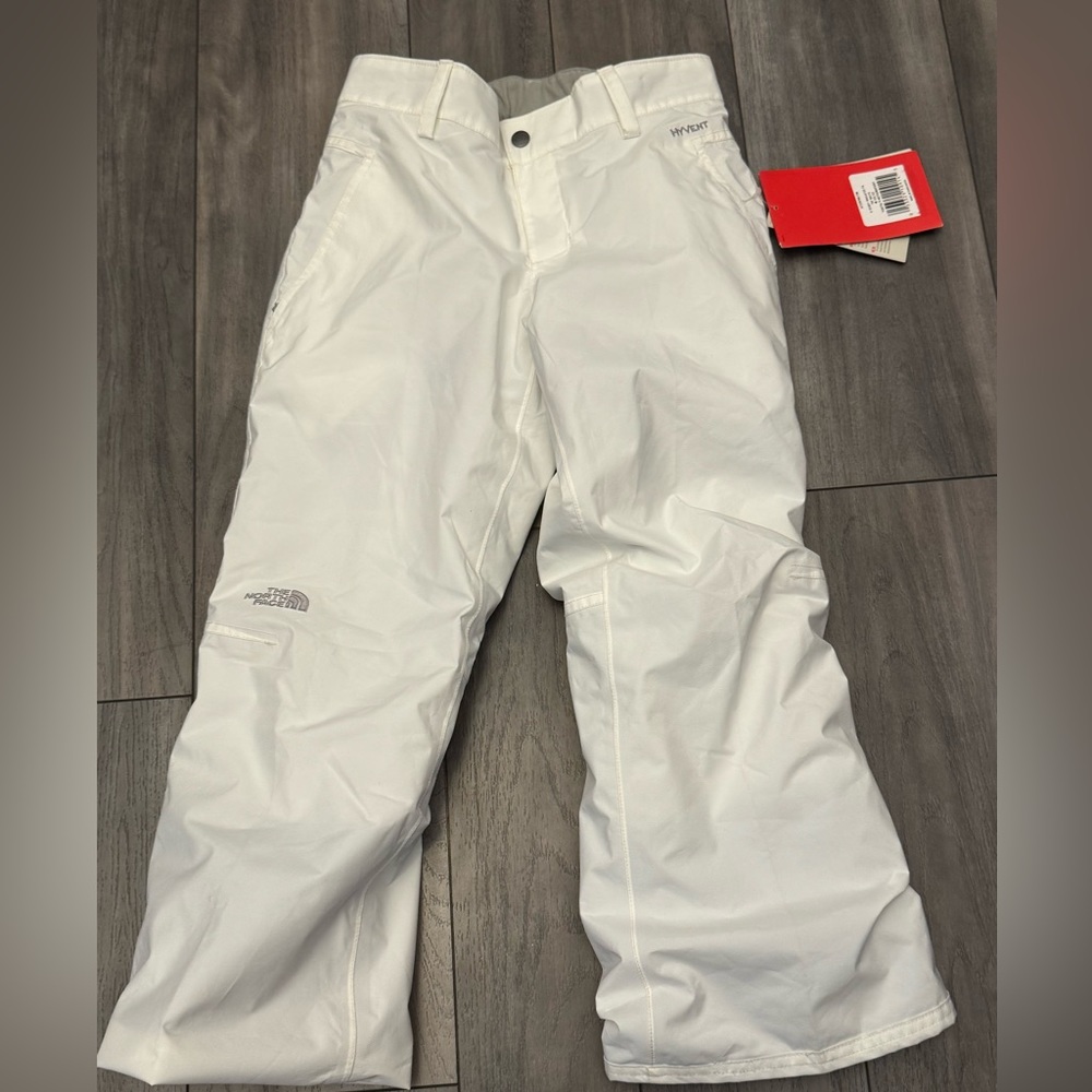 The north face, girls youth medium (10/12) white snow pants.